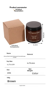 Detailed size specifications and parameters for 100g soy wax amber glass scented candle