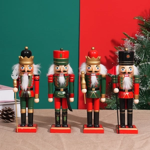 Christmas Nutcracker Soldier Wood Painted Puppet Figurine Festive Holiday Home Desktop Window Decoration Traditional Gift