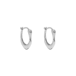 Minimalist irregular U-shaped S925 sterling silver hoop earrings with a polished finish