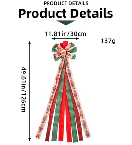 Dimensions détaillées pour le nœud décoratif de sapin de Noël avec motif Casse-Noisette