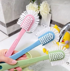 Multifunctional 5-Sided Shoe Brush Plastic Long Handle Cleaning Brush For Clothes Household Laundry Scrubbing Brush