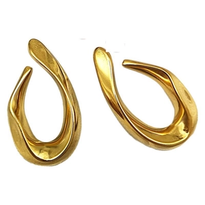 Polished 18K gold plated stainless steel teardrop earrings for women in minimalist style