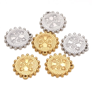Pendentifs zodiaque ronds or et argent avec soleil et flèches pour bijoux DIY