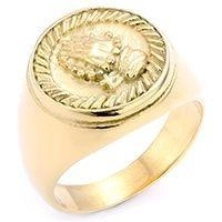 Vintage goldener religiöser Siegelring mit betenden Händen und Kreuz auf weißem Grund
