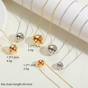 Minimalist 14K gold plated ball pendant necklace in various sizes for women