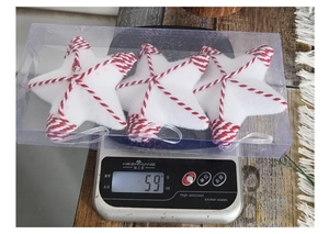Tre stelle di Natale in peluche bianco pesate a 59g per decorazioni natalizie festive
