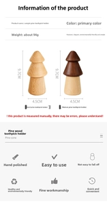 Detailed size specifications for pine cone shaped wooden toothpick holders in beech wood