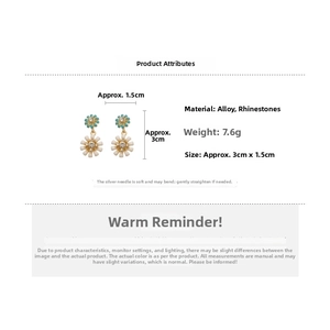 Detailed product size chart of Daisy earrings featuring white petals and blue centers