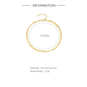 Detail view of 925 sterling silver snake chain bracelet with S925 hallmark and size info