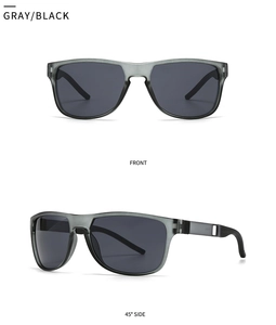 Gafas de sol TR polarizadas con montura gris mate en vista frontal y lateral de 45 grados
