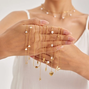 Collier Élégant En Acier Inoxydable Avec Pendentif Cœur Papillon Künstliche Perle Coquille Incrustée Bijoux Plaqués Or 18K Femmes