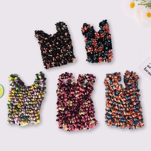 Floral popcorn fabric stretch bags in five patterns with high-elasticity pleated texture