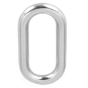 Detailed close-up of a silver-tone 304 stainless steel oval ring link for DIY jewelry making