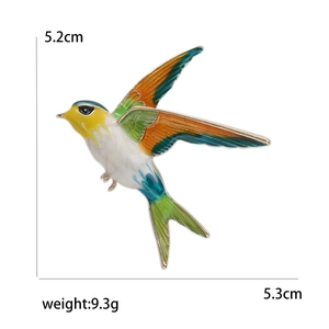 Colorful enamel swallow brooch pin with 5.2cm x 5.3cm dimensions for men and women