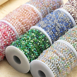 Colorful 3mm amethyst bead chains on spools for DIY jewelry making and craft projects