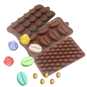 Silicone Chocolate Mold For Baking Cake Mousse Fondant Rose Coffee Bean Diamond Heart Shape DIY Tools