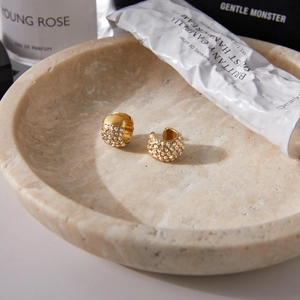 Elegant 18K gold-plated stainless steel wide hoop earrings with pavé zircon stones
