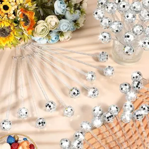 Disco Ball Cocktail Stirrers Mirror Reflective Drink Stir Sticks Decorative Swizzle Sticks Party Supplies Acrylic Rods