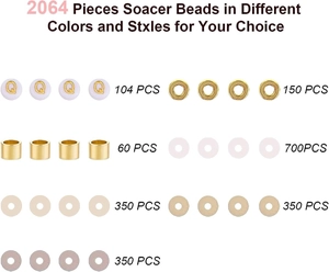Macro display of 2064pcs DIY bead set with letter beads and gold spacer beads