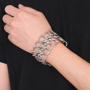Silver twist woven mesh bracelet with figure 8 infinity knot for men and women