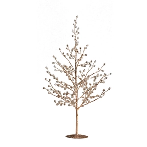 Champagne gold crystal beaded Christmas tree tabletop holiday decoration with metal branches