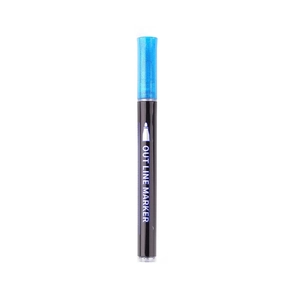 Blue double line outline marker for DIY scrapbooking and artistic drawing on white background