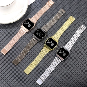 F91 digitale LED-Uhren mit Gliederarmband in Gold, Silber, Schwarz und Roségold-Finish