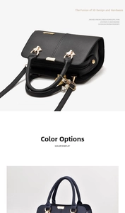 Détails de sacs à main en cuir grainé bleu marine et noir avec ferrures dorées élégantes