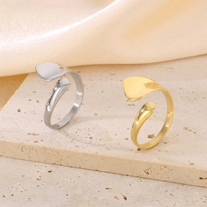 Minimalist Irregular Open Ring For Women Highly Polished 18K Gold Plated Stainless Steel Adjustable Geometric Jewelry