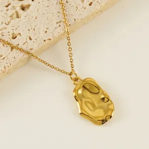 Irregular Lava Pendant Necklace Stainless Steel 18K Gold Plated Minimalist Geometric Molten Metal Necklaces Niche Design