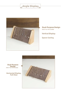Dual-use wooden jewelry display stand with gray suede for necklaces and bracelets