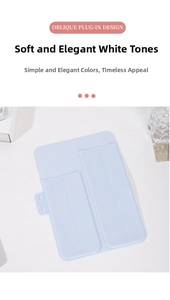 Macro view of light blue silicone heat resistant mat with oblique plug-in design