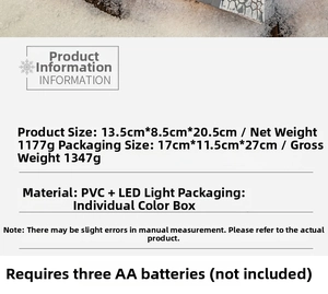 Detailed view of LED Christmas snow globe lantern specs and size dimensions