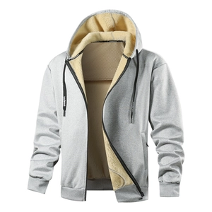 Graue Herren-Winterjacke mit dickem Fleece-Futter und durchgehendem Reißverschluss