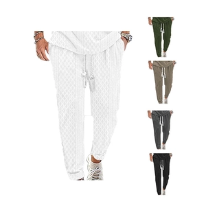 Men's breathable drawstring sweatpants featuring textured jacquard fabric in five colors