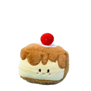 Cute plush cake pendant with cherry and smiling face for bag charm keychain decoration