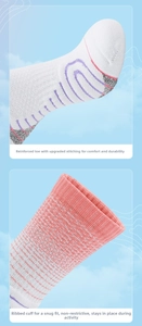 Detail of thickened towel bottom basketball socks with reinforced toe and elastic ribbed cuff