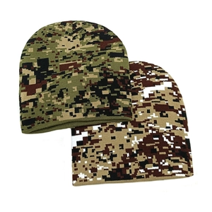 Berretto invernale da uomo in maglia con motivo mimetico digitale, caldo cappello sportivo