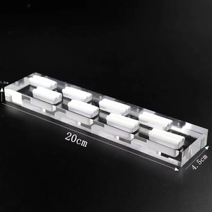 Transparent acrylic ring display stand for jewelry with dimensions 20x4.5x1.2cm