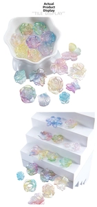 Iridescent aurora acrylic beads in rose, butterfly, and shell shapes for DIY jewelry