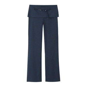 Pantalones De Cuadros Para Mujer Pierna Recta Poliéster Cintura Alta Con Cinturón Hebilla Metálica Estilo Vintage
