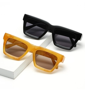 Lunettes de soleil rectangulaires classiques en noir et monture en écaille