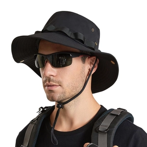 Men's wide brim outdoor boonie hat with breathable vents and adjustable windproof strap