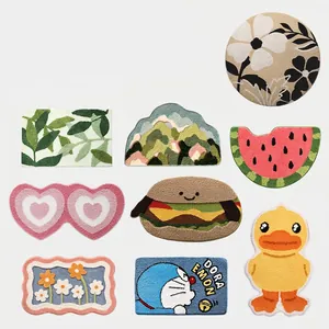 Various cute shaped absorbent non-slip bath mats featuring 3D tufted plush textures