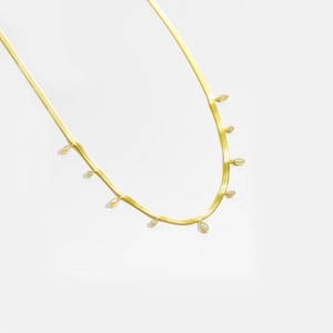 Elegant gold plated S925 silver snake chain necklace with sparkling zircon charms for women