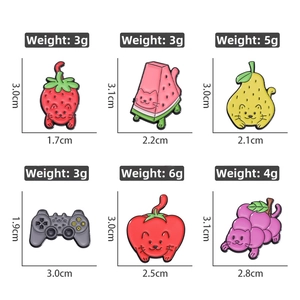 Creative fruit cat enamel pin set featuring strawberry and watermelon kitten designs