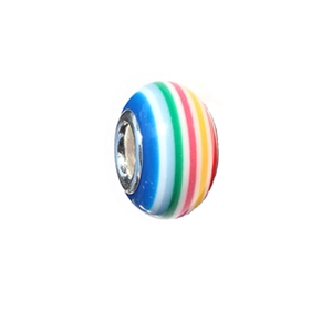 Colorful striped resin beads with metal core for DIY jewelry and charm bracelets