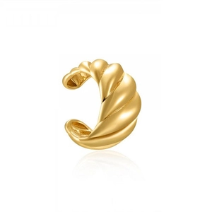 Manchette Oreille Croissant Torsadé Style Français Cuivre Écologique Plaqué Or 18K Sans Perçage Bijoux Rétro Minimalistes