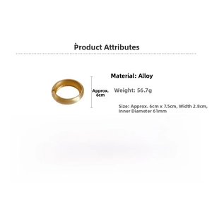 Detailed size specifications for a wide matte gold oval bangle with 2.8cm width