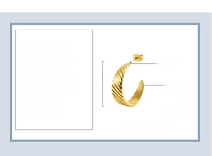 Detail specifications for 25mm 18K gold-plated stainless steel ribbed hoop earrings